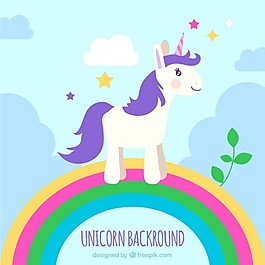 彩虹上的紫色独角兽