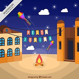 慶祝六月節背景的城市