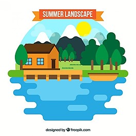 平面設(shè)計(jì)中的夏季景觀背景