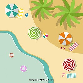 在顶部视图背景的海滩