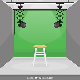 具有綠色色彩的攝影工作室