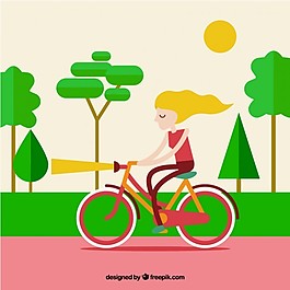 女孩在她的自行車在一個公園的背景