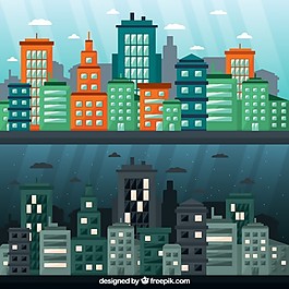 每日和夜间城市