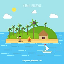 平面設(shè)計中的島嶼夏季景觀