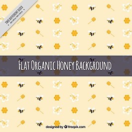 美麗的蜂蜜背景與花和蜜蜂