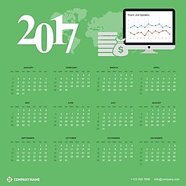 綠色的日歷2017