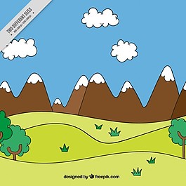 草甸和手繪的背景景觀