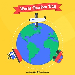 世界旅游日的黃色背景