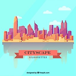在平面設(shè)計(jì)的城市景觀背景