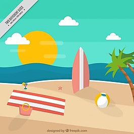 夏季元素海滩景观背景