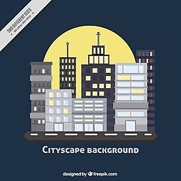 城市背景与平面设计的月亮