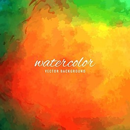 水彩，綠色和橙色