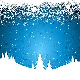 圣誕藍(lán)色背景與白色雪花