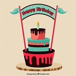 生日背景與生日蛋糕