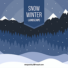 森林和山脈的夜間景觀背景