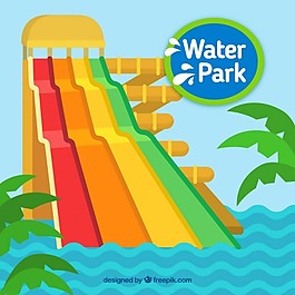有波浪和棕櫚樹的水上公園