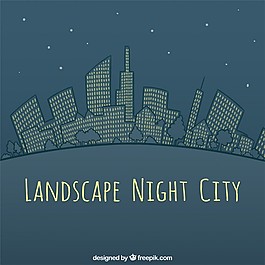 手繪景觀夜景城市背景