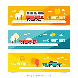带运输的夏季旅行横幅