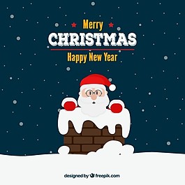 Santa和煙囪的圣誕卡
