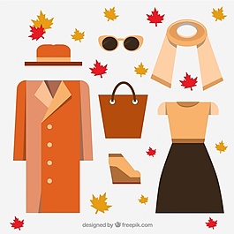 橙色色調(diào)的女性服裝的收集