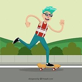 他的滑板現(xiàn)代青少年
