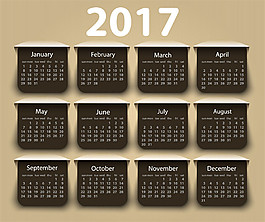 褐色背景2017年日历图片