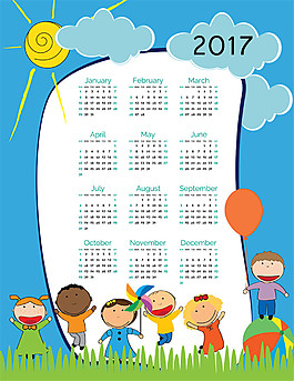 草地小朋友2017年日歷圖片