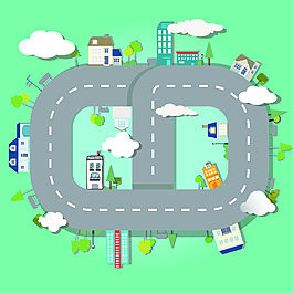 卡通郊區(qū)道路交通