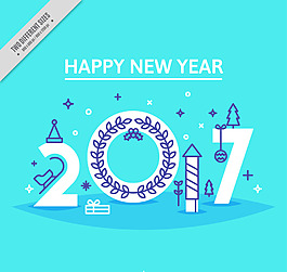 扁平風格的新年元素
