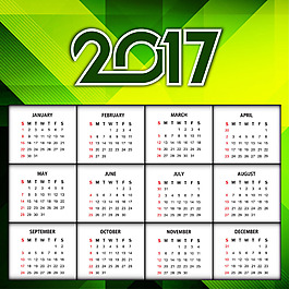 2017新年優(yōu)雅綠色日歷