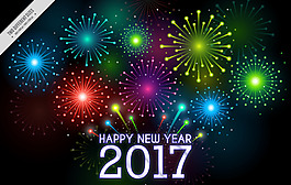 2017五顏六色的煙花新年背景