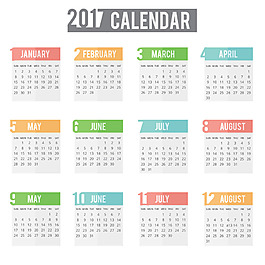 簡單日歷2017年