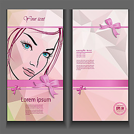 蝴蝶结美女折页设计图片