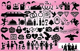 婚礼上的图标元素海报图