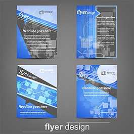 蓝色科技宣传单设计图片