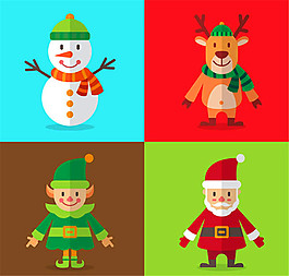 扁平化圣誕角色