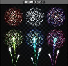 漂亮夜空煙花矢量素材