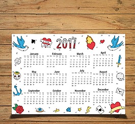 2017手繪紋身元素日歷