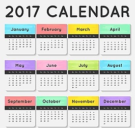 有顏色的月份2017日歷