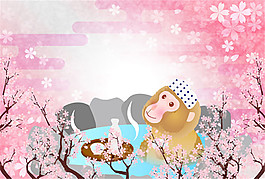 卡通猴子新年素材矢量設(shè)計(jì)