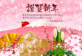卡通猴子新年素材矢量制作