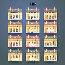 浅黄色2017年日历图片