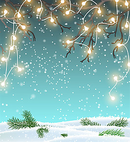 圣誕節(jié)雪花和彩燈圖片