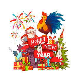 圣誕老人禮物公雞圖片