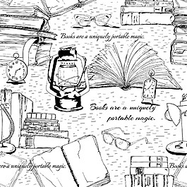 卡通馬燈書本插畫圖片