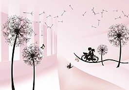 3D蒲公英背景墻