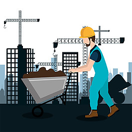 推土工作的建筑工人图片