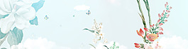 水彩植物淘寶背景