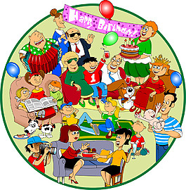 慶祝生日的各種人物圖片