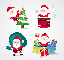 4款送禮物的圣誕老人矢量素材